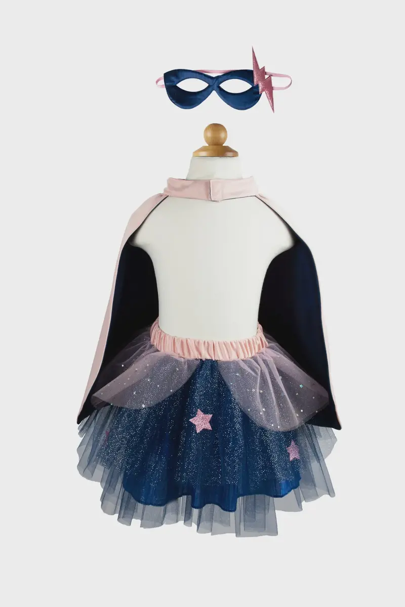 Super Tutu, Cape & Mask Ensemble – Pink And Navy, Size 5–6 1