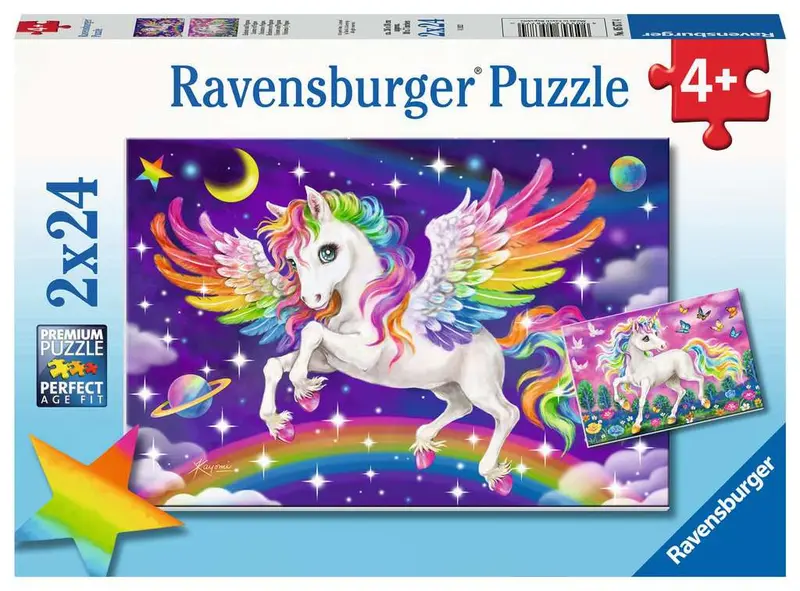 Unicorn & Pegasus Dual 24-Piece Puzzle Set For Toddlers 1