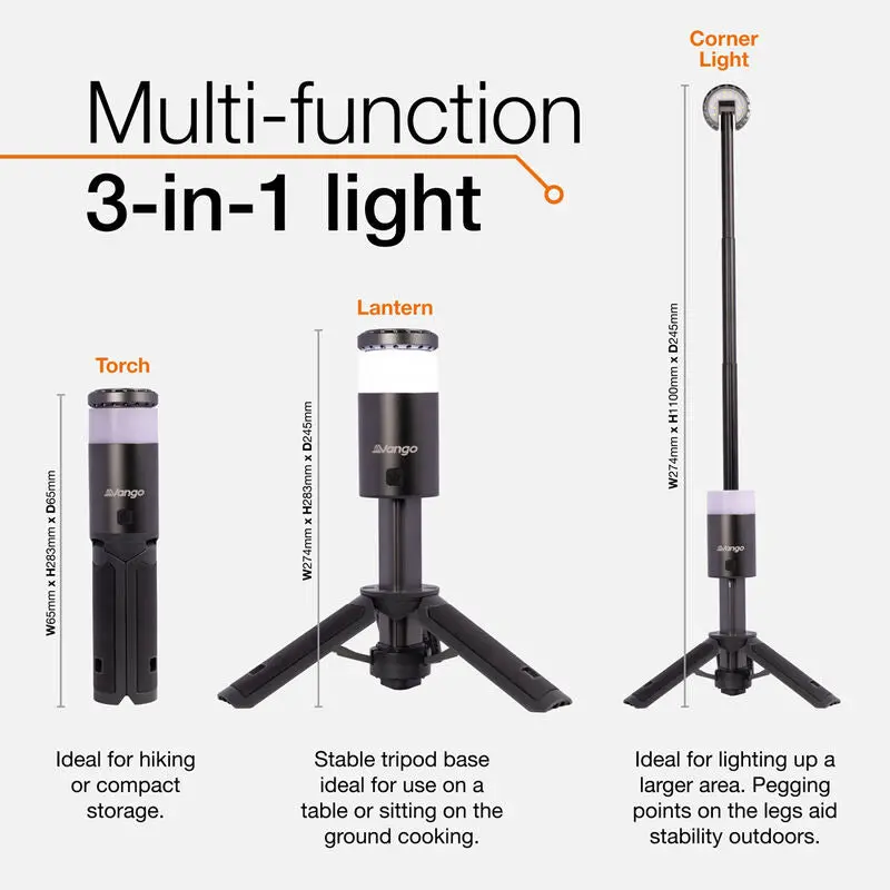 Vango Comet Led Tripod Light – Rechargeable & Dimmable 1