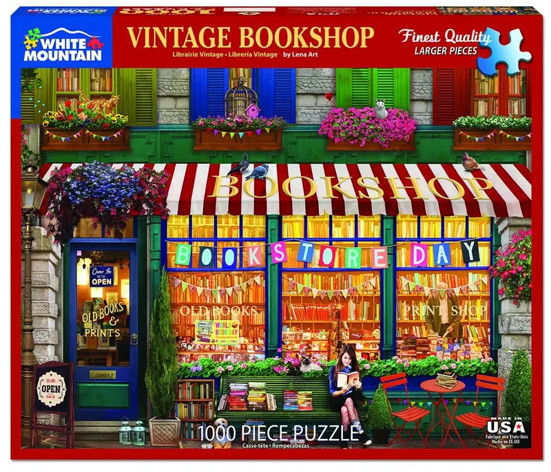 Vintage Bookshop Scene Jigsaw – 1000-Piece Illustration 1