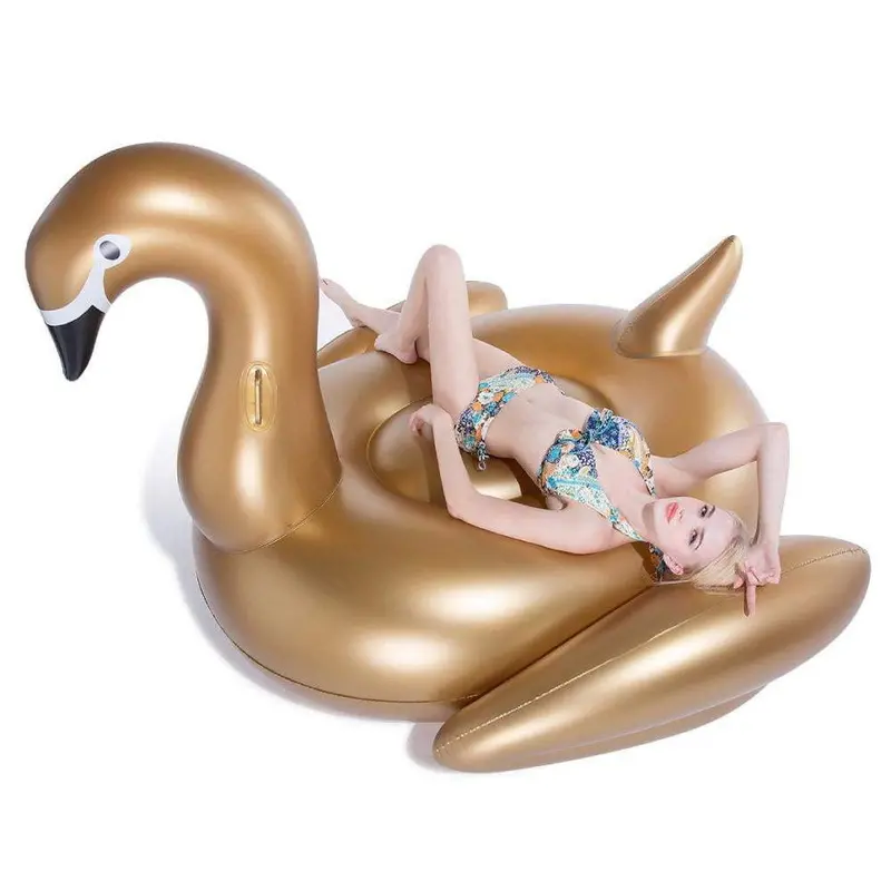 Wholesale Golden Swan Pool Float – Elegant Inflatable Lounge For Adults And Poolside Relaxation 1