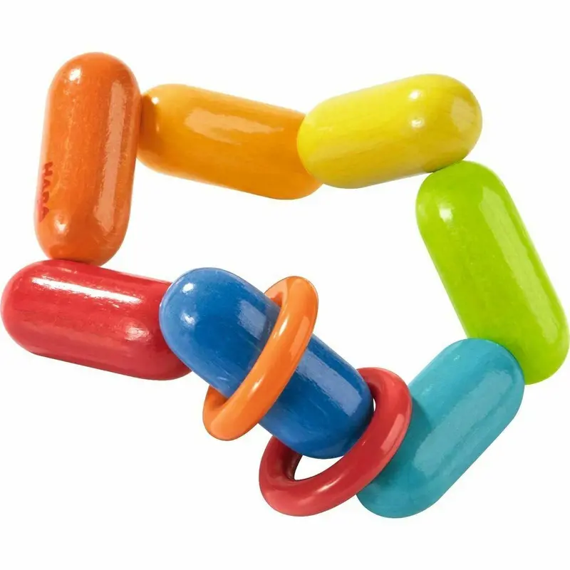 Wooden Rattle With Plastic Rings – Dilly-Dally Baby Toy 1