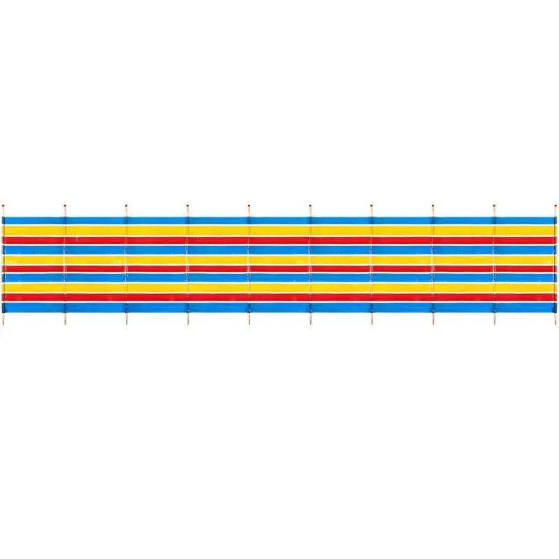 Yellow 10-Pole Traditional Windbreak – 1.5M Tall Stripe Design 1